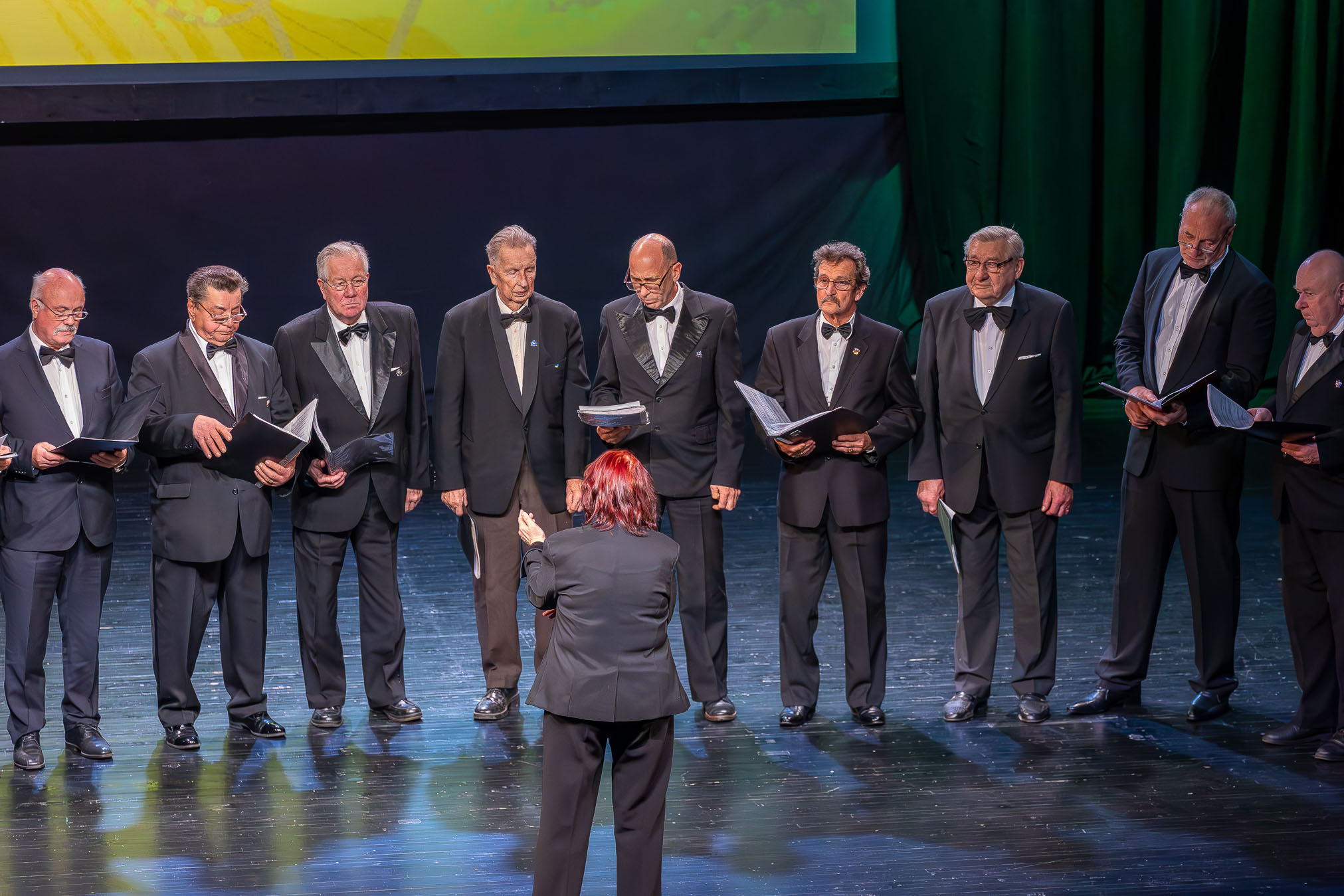 Seeniormeeskoor Ara Banderi juhatamisel tegi juubelilaval oma etteaste. FOTOD: Aigar Nagel